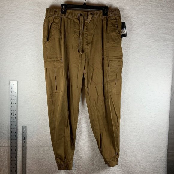 Galaxy by Harvic Jogger Pants Men's 2XL‎ Brown 4-Way Stretch Cargo Pockets 7551 - Picture 1 of 10